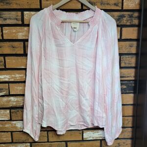 Harper Heritage Medium Pink & White Plaid Blouse Spring Easter Blush Lightweight